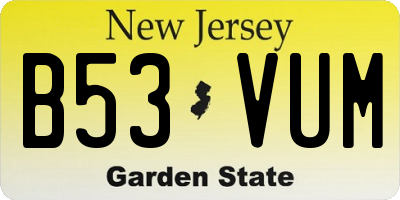 NJ license plate B53VUM