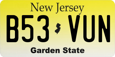 NJ license plate B53VUN