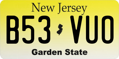 NJ license plate B53VUO
