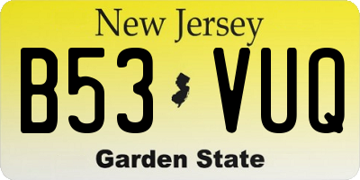 NJ license plate B53VUQ