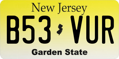 NJ license plate B53VUR