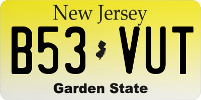 NJ license plate B53VUT