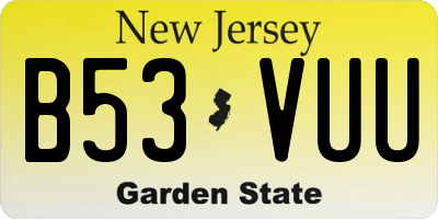 NJ license plate B53VUU