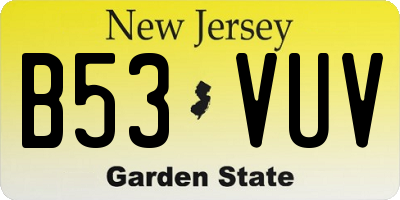 NJ license plate B53VUV