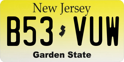 NJ license plate B53VUW