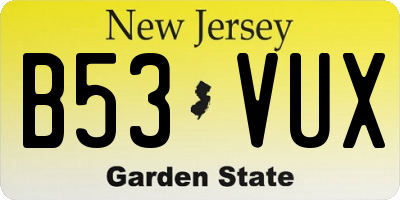 NJ license plate B53VUX