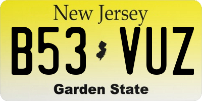 NJ license plate B53VUZ