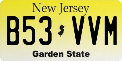 NJ license plate B53VVM