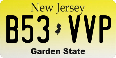 NJ license plate B53VVP