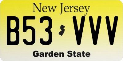 NJ license plate B53VVV
