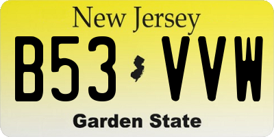 NJ license plate B53VVW