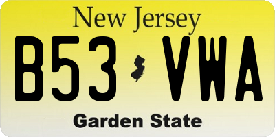 NJ license plate B53VWA