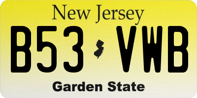 NJ license plate B53VWB