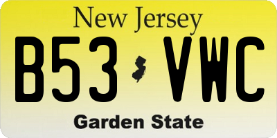 NJ license plate B53VWC
