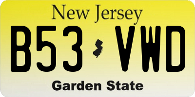 NJ license plate B53VWD
