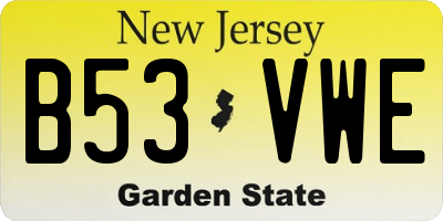 NJ license plate B53VWE