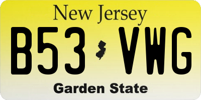 NJ license plate B53VWG