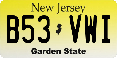 NJ license plate B53VWI