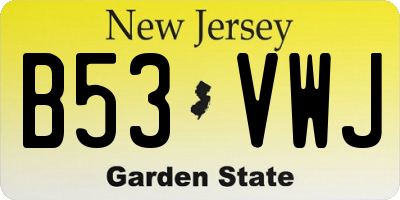NJ license plate B53VWJ