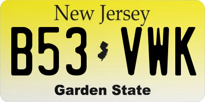 NJ license plate B53VWK
