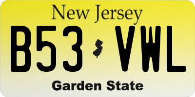 NJ license plate B53VWL