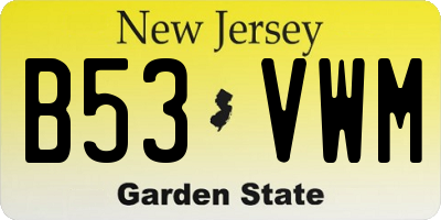 NJ license plate B53VWM