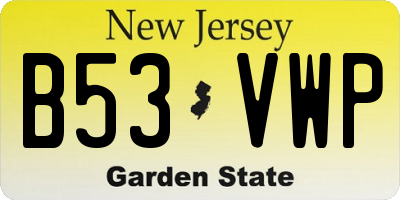 NJ license plate B53VWP