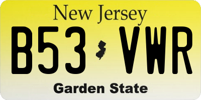 NJ license plate B53VWR