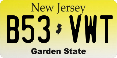 NJ license plate B53VWT