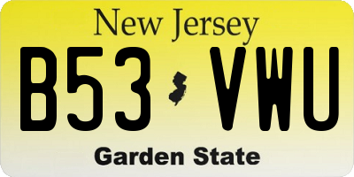 NJ license plate B53VWU