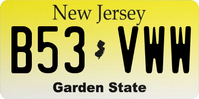 NJ license plate B53VWW