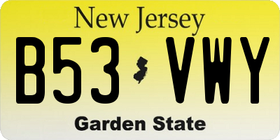 NJ license plate B53VWY