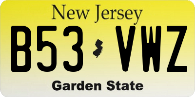 NJ license plate B53VWZ