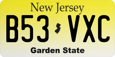 NJ license plate B53VXC