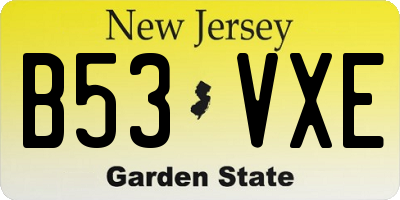 NJ license plate B53VXE