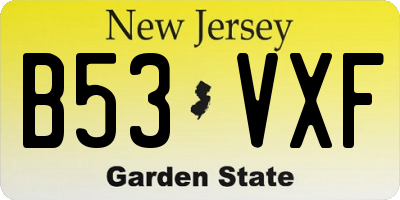 NJ license plate B53VXF