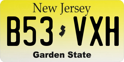 NJ license plate B53VXH