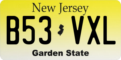 NJ license plate B53VXL