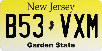 NJ license plate B53VXM