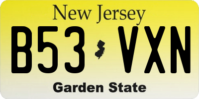 NJ license plate B53VXN