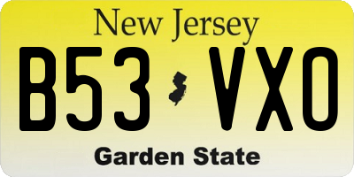 NJ license plate B53VXO