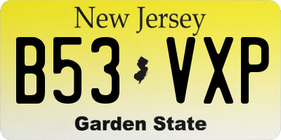 NJ license plate B53VXP