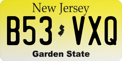 NJ license plate B53VXQ