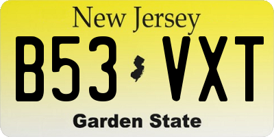 NJ license plate B53VXT