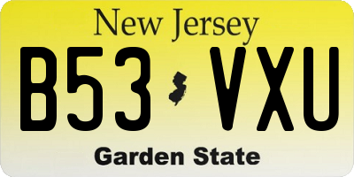 NJ license plate B53VXU