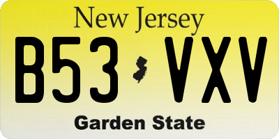 NJ license plate B53VXV