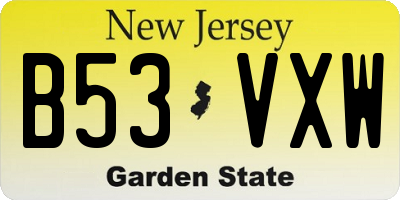 NJ license plate B53VXW