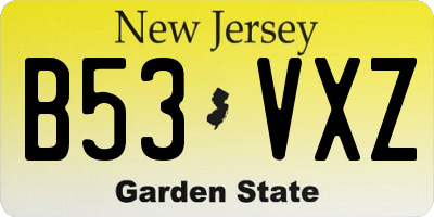NJ license plate B53VXZ