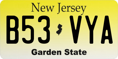 NJ license plate B53VYA