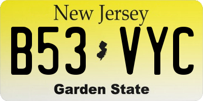 NJ license plate B53VYC